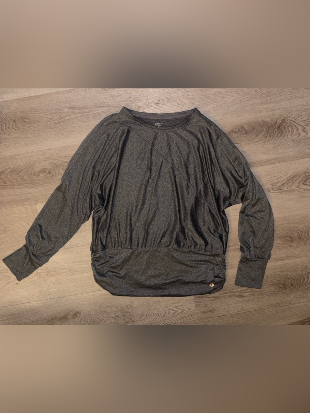 Women’s Long Sleeve Dolman Top - Charcoal Cute Metal Logo Size 1x